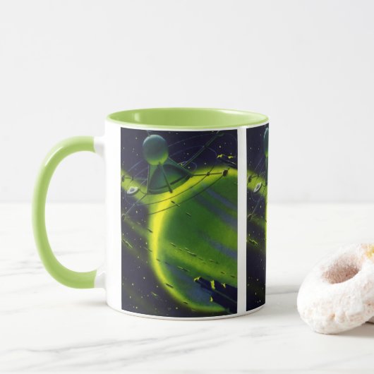 Sciencefiction uit vroeger tijden Groene planeet m Mok (Met donut)