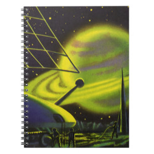 Sciencefiction uit vroeger tijden Neon groene plan Notitieboek