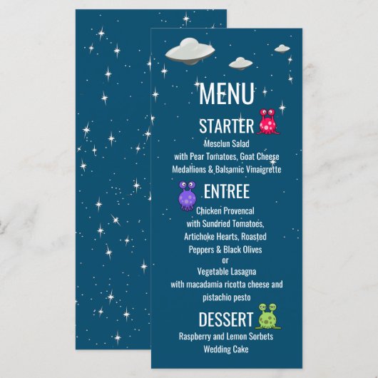 Sciencefiction Vliegende Schotel Menu (Voorkant / Achterkant)