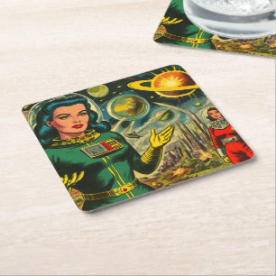  sciencefiction vrouw stripverhalen kartonnen onderzetters