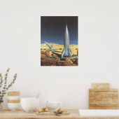 Sciencefiction-woestijnplaneet met raketten uit he poster (Keuken)