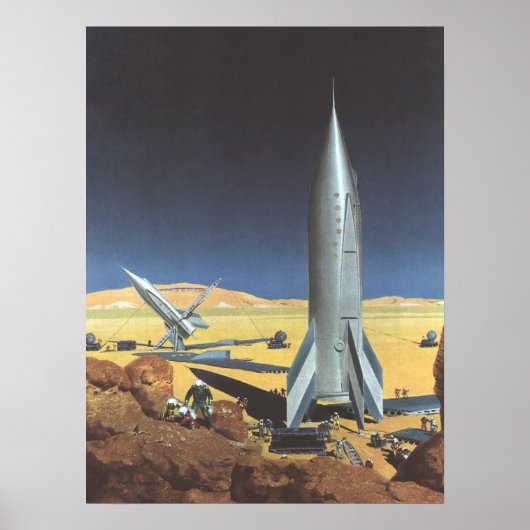 Sciencefiction-woestijnplaneet met raketten uit he poster (Voorkant)