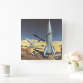 Sciencefiction-woestijnplaneet met raketten uit he vierkante klok (Huis)