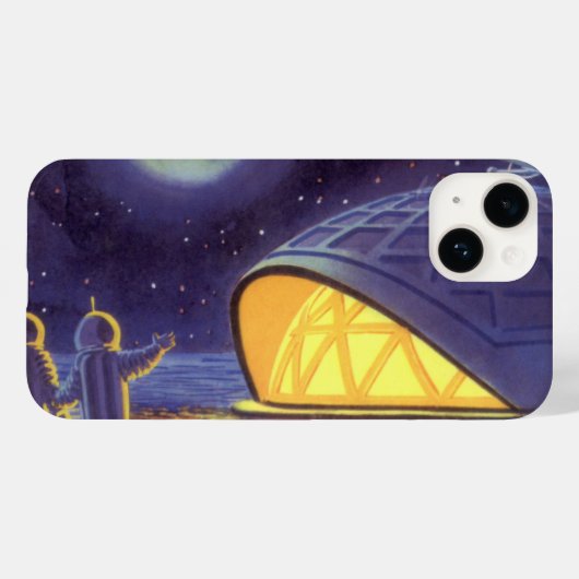 Sciencefictionaliens uit vroeger tijden op de blau Case-Mate iPhone case (Achterkant (horizontaal))