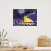 Sciencefictionaliens uit vroeger tijden op de blau poster (Keuken)