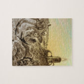 Sciencefictionaliens van vroeger bouwen op een pla legpuzzel (Horizontaal)