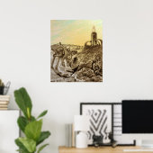 Sciencefictionaliens van vroeger bouwen op een pla poster (Thuiskantoor)