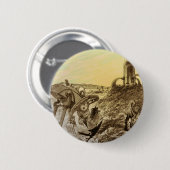Sciencefictionaliens van vroeger bouwen op een pla ronde button 5,7 cm (Voorkant /achterkant)