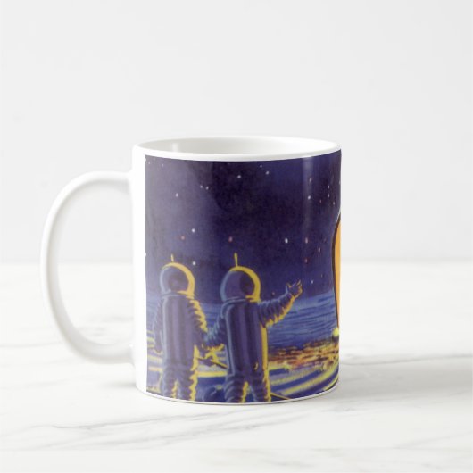 Sciencefictionbuitenaardse wezens uit vroeger tijd koffiemok (Links)