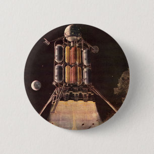 Sciencefictionraket uit het verleden die van een p ronde button 5,7 cm