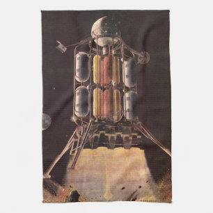 Sciencefictionraket uit vroeger tijden die van een theedoek