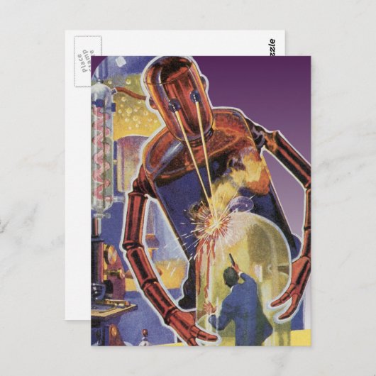  sciencefictionrobot met laserstraal briefkaart (Voorkant / Achterkant)