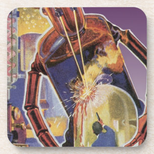 sciencefictionrobot met laserstraal drankjes onderzetter