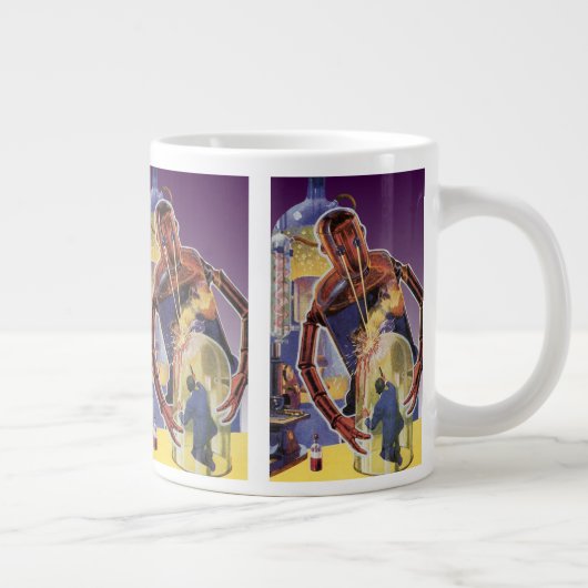 sciencefictionrobot met laserstraal grote koffiekop (Rechts)