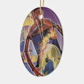 sciencefictionrobot met laserstraal keramisch ornament (Links)