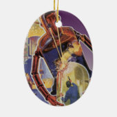 sciencefictionrobot met laserstraal keramisch ornament (Achterkant)