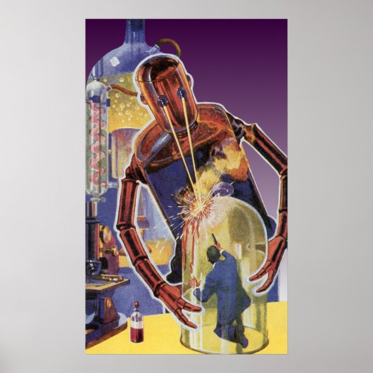sciencefictionrobot met laserstraal poster (Voorkant)