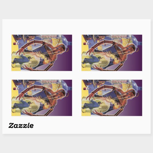  sciencefictionrobot met laserstraal rechthoekige sticker (Vel)