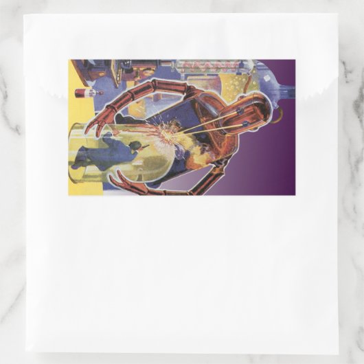 sciencefictionrobot met laserstraal rechthoekige sticker (Tas)