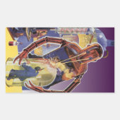 sciencefictionrobot met laserstraal rechthoekige sticker (Voorkant)
