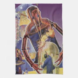  sciencefictionrobot met laserstraal theedoek