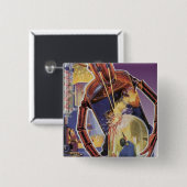 sciencefictionrobot met laserstraal vierkante button 5,1 cm (Voorkant /achterkant)