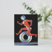  sciencefictionrobot met wielrennen briefkaart (Staand voorkant)
