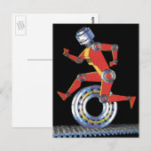  sciencefictionrobot met wielrennen briefkaart (Voorkant / Achterkant)