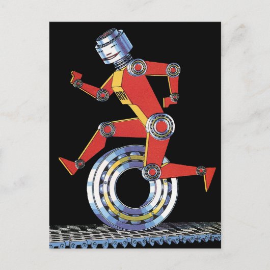  sciencefictionrobot met wielrennen briefkaart (Voorkant)