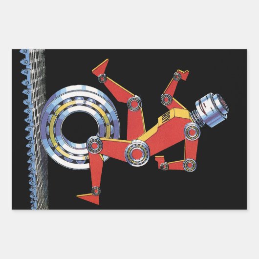  sciencefictionrobot met wielrennen inpakpapier vel (Voorkant 2)