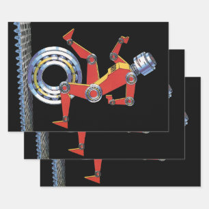 sciencefictionrobot met wielrennen inpakpapier vel