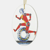  sciencefictionrobot met wielrennen keramisch ornament (Links)
