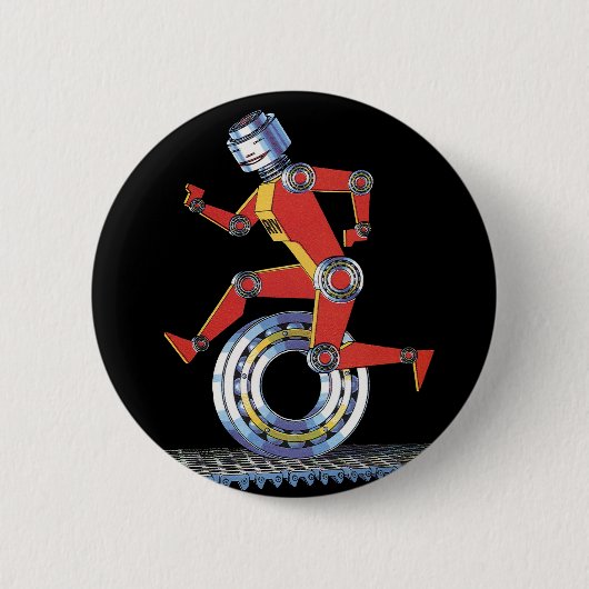 sciencefictionrobot met wielrennen ronde button 5,7 cm (Voorkant)
