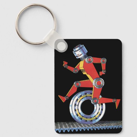  sciencefictionrobot met wielrennen sleutelhanger (Voorkant)