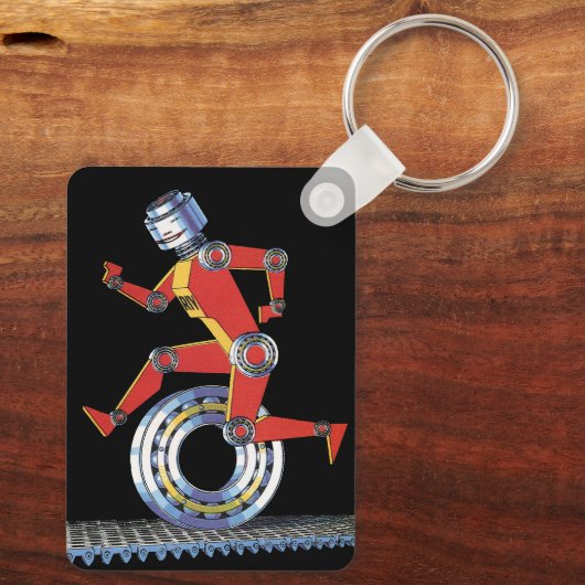  sciencefictionrobot met wielrennen sleutelhanger (Achterkant)