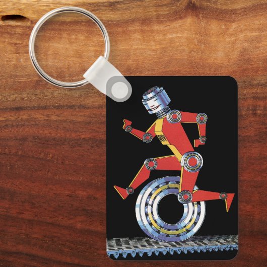  sciencefictionrobot met wielrennen sleutelhanger (Voorkant)