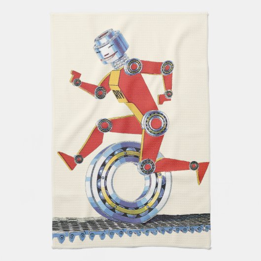 sciencefictionrobot met wielrennen theedoek (Verticaal)