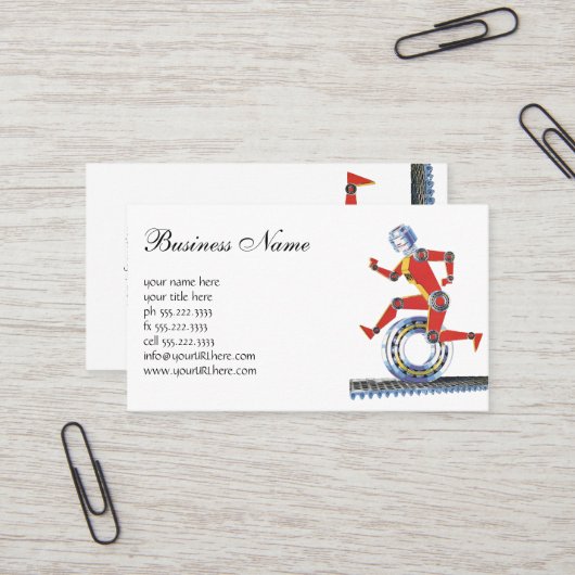 sciencefictionrobot met wielrennen visitekaartje (Voorkant / Achterkant in situ)