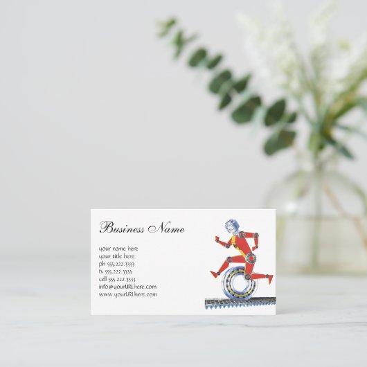  sciencefictionrobot met wielrennen visitekaartje (Staand voorkant)