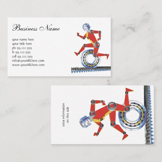  sciencefictionrobot met wielrennen visitekaartje (Voorkant / Achterkant)