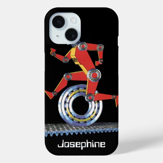 Sciencefictionrobot uit het verleden die rent met Case-Mate iPhone case (Achterkant)
