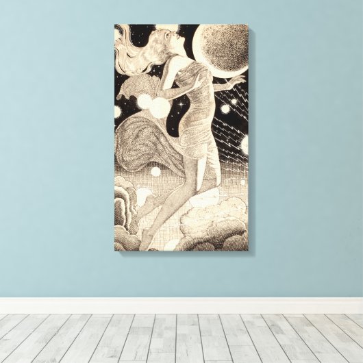  sciencefictionstrips en planetenpulp canvas afdruk (Insitu (Houten vloer))