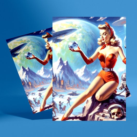  sciencefictionvrouw uit de jaren vijftig briefkaart