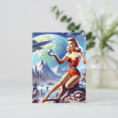  sciencefictionvrouw uit de jaren vijftig briefkaart (Staand voorkant)