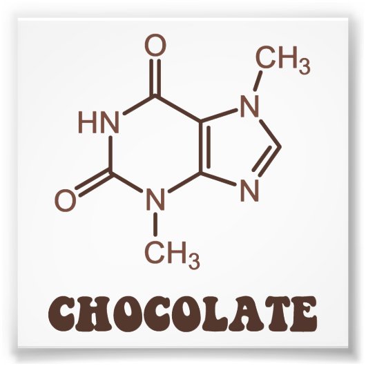 Scientific Chocolate Element Theobromine Molecule Foto Afdruk (Voorkant)