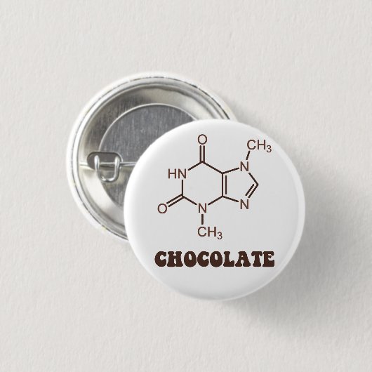 Scientific Chocolate Element Theobromine Molecule Ronde Button 3,2 Cm (Voorkant /achterkant)