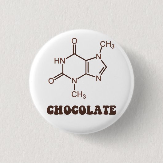 Scientific Chocolate Element Theobromine Molecule Ronde Button 3,2 Cm (Voorkant)