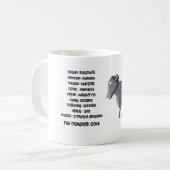 Scientific classification for the concrete cow koffiemok (Voorkant links)