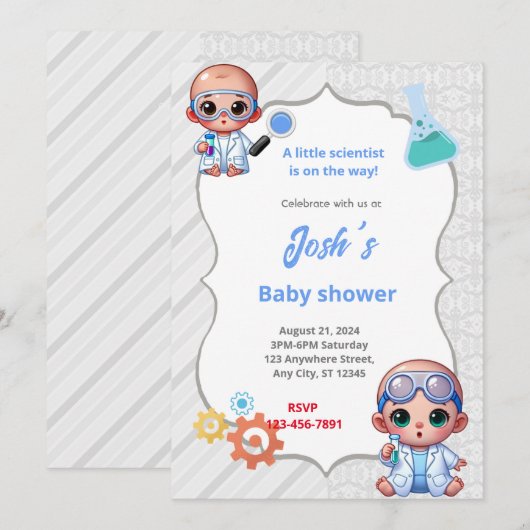 Scientist Baby shower Kaart (Voorkant / Achterkant)