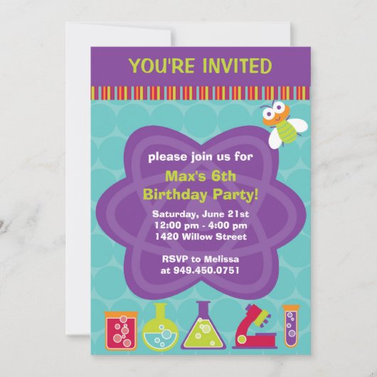 Scientist Birthday Party Invitation Kaart (Voorkant)